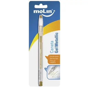 Caneta Molin Gel Metálico Ouro.