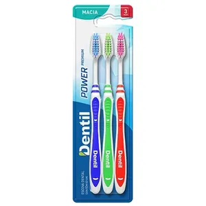 Escova De Dente Dentil Power Premium Macia 3 Unidades