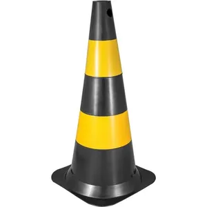 Cone de Sinalização com 75 cm Preto e Amarelo em Polietileno - VONDER