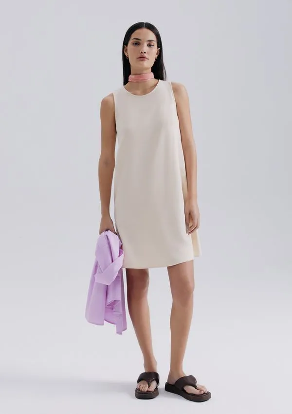 Vestido Curto Em Viscose - Nude XP