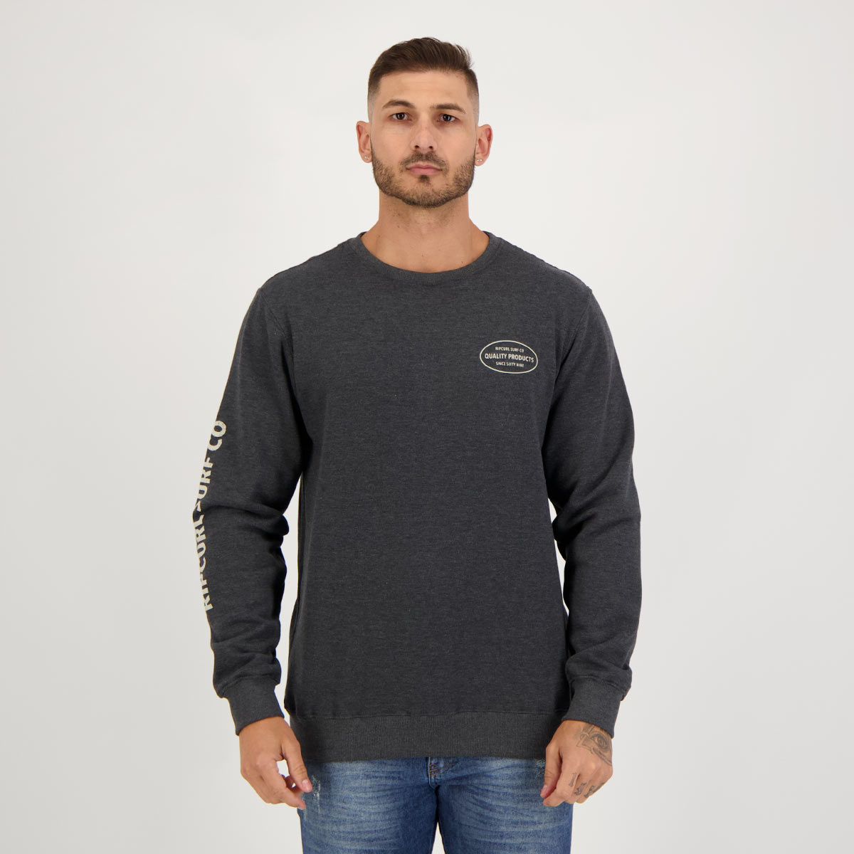 Moletom Rip Curl Crew Cinza Mescla