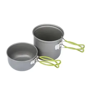 Kit de Panelas para Camping 2 Peças em Alumínio Anodizado com Cabos Dobráveis e Bolsa de Transporte Yeet Kit de Panelas para Camping 2 Peças em Alumínio Anodizado com Bolsa Compacta para Transporte Yeet