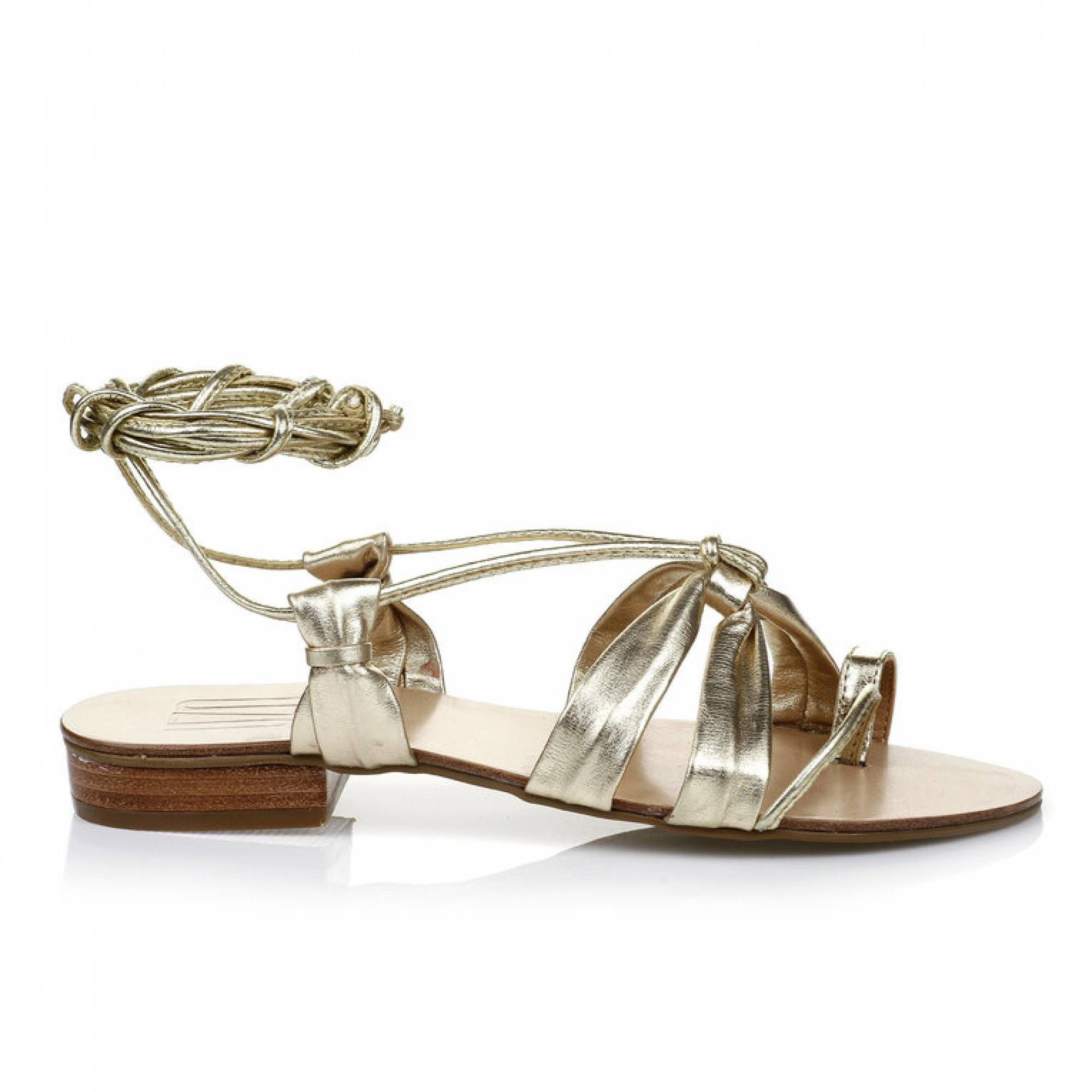 Flat Lace Up Gold