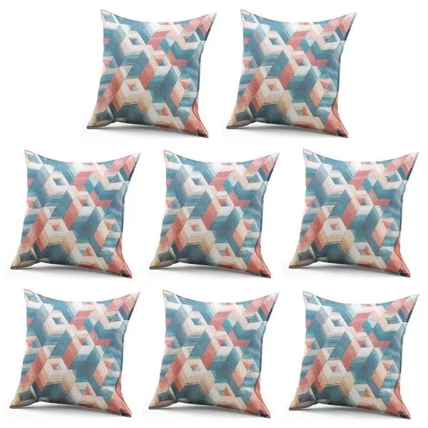Kit 08 Capa De Almofada Decorativa Quadrada Lih 45x45cm Luxo Estampa Ah18 Azulejo