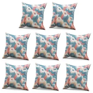 Kit 08 Capa De Almofada Decorativa Quadrada Lih 45x45cm Luxo Estampa Ah18 Azulejo
