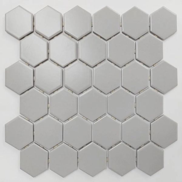 Pastilha para Piscina Cinza Inox Acetinado Hexagonal 5 cm Bold Drop System Atlas