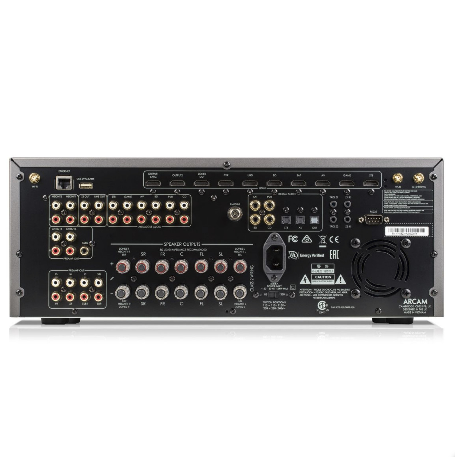 Receiver Arcam AVR20 7.2 ch Até 9.1.6 WiFi Bluetooth 4K Dolby Atmos DTS:X IMAX Dirac Live - Bivolt