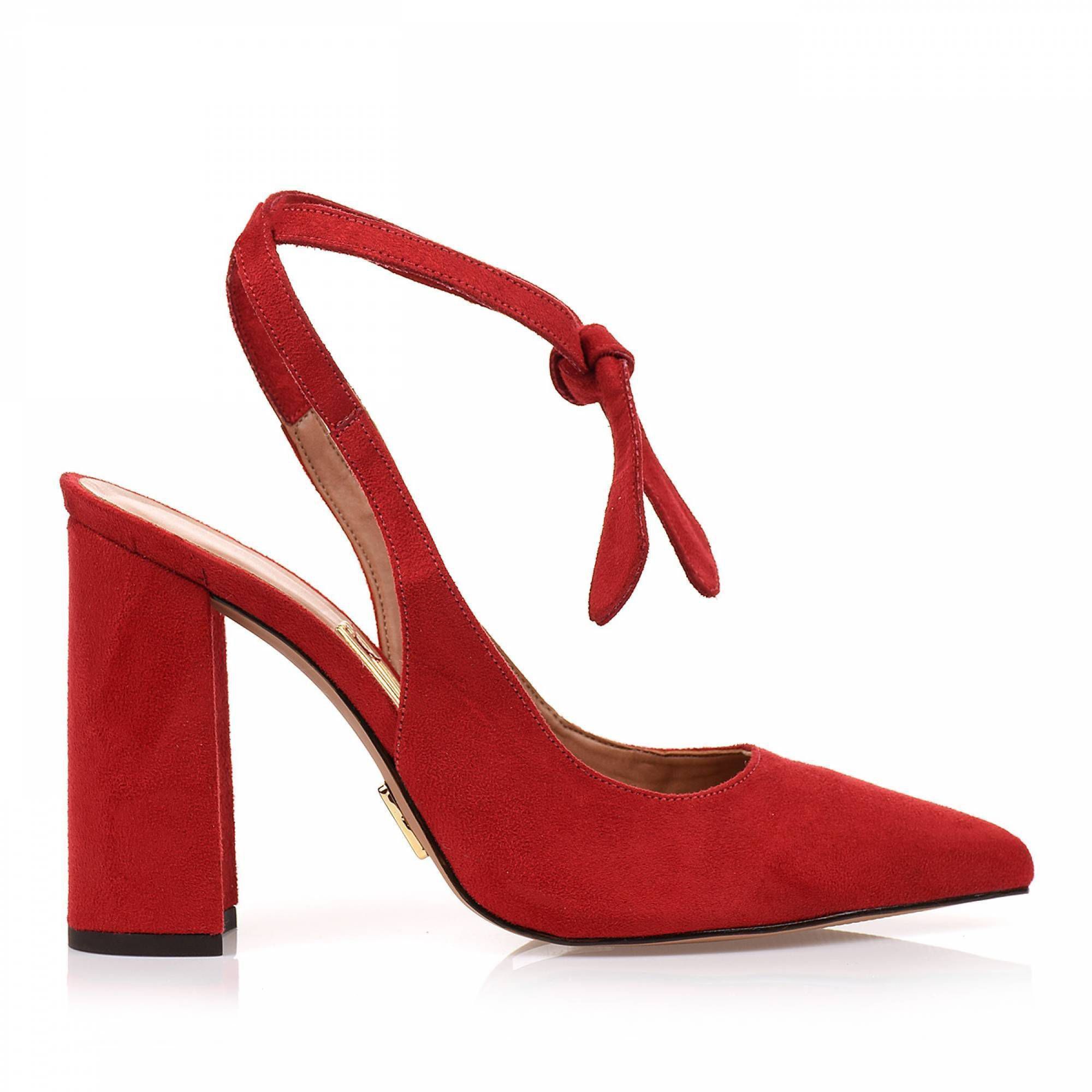 Slingback Salto Alto Camurça Scarlet