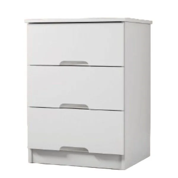 Mesa De Cabeceira 3 Gavetas Londres Móveis Europa Branco Acetinado