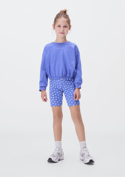 Blusa Manga Longa Infantil Menina Em Moletom - Azul 012