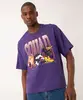 camiseta de algodão oversized manga curta looney tunes lilás GG
