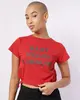 Camiseta Feminina Algodão Cropped com Amarração Vermelha G
