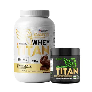 Kit Whey Titan Importado 930g + Creatina Titan 300g Chocolate
