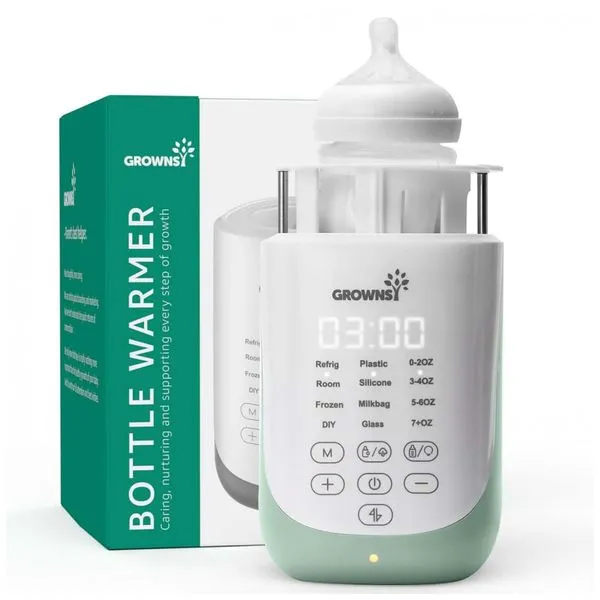 Aquecedor de Mamadeira GROWNSY Nutri Bottle com Recurso AutoLift Inovador, Aquecimento Rápido 10 em 1 com Luz Noturna, Preserva os Nutrientes do Leite