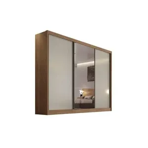 Guarda Roupa Casal 3 Portas Correr c/Esp 4Gavs Toulon Plus Cumaru/Fendi 25 N. Horizonte