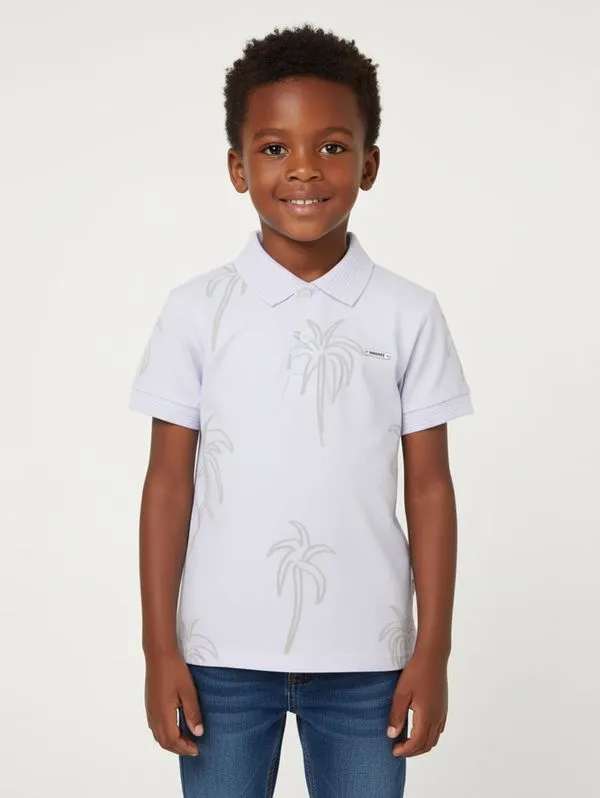 Polo Estampada Manga Curta Infantil Para Menino- BRANCO 6