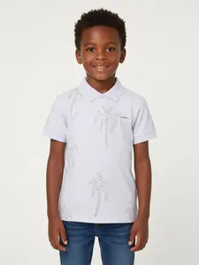 Polo Estampada Manga Curta Infantil Para Menino- BRANCO 8