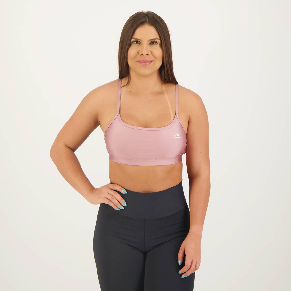 Top Adidas Training Suporte Leve Solido Feminino Roxo