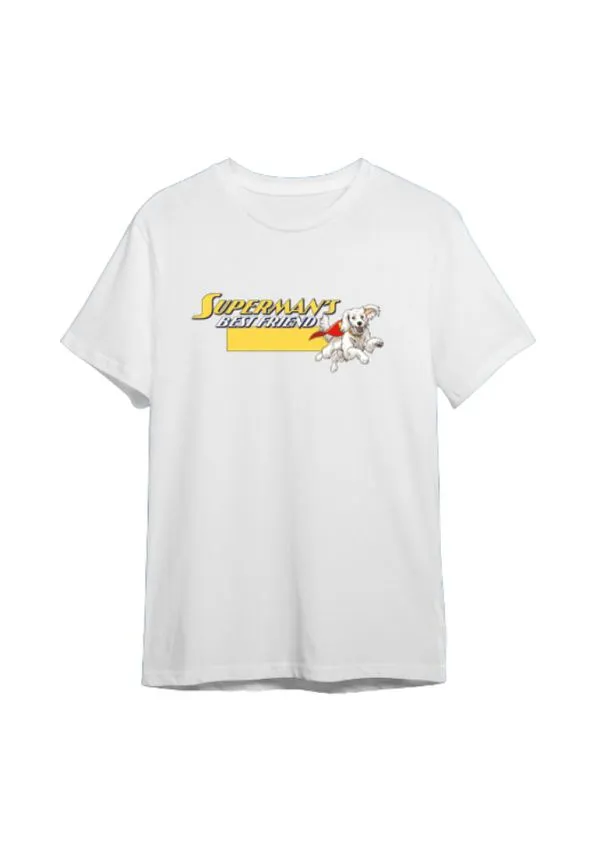 Camiseta Algodão Branca Manga Curta Superman Best Friends 12 / Branca