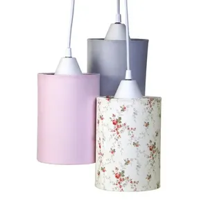 Pendente 3 Tubinhos Rosa Provençal Com Cinza