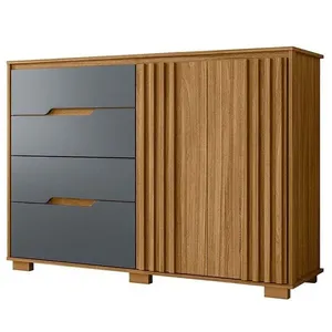 Cômoda Sapateira Texas 2 Portas 1 Prateleira 147cm MDF Cinza Freijó com Gavetas Cômoda Sapateira Texas 2 Portas 1 Prateleira 147cm MDF Cinza Freijó