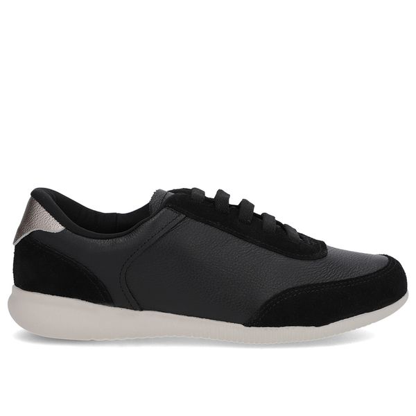Tênis Preto Couro Detalhe Prata 35