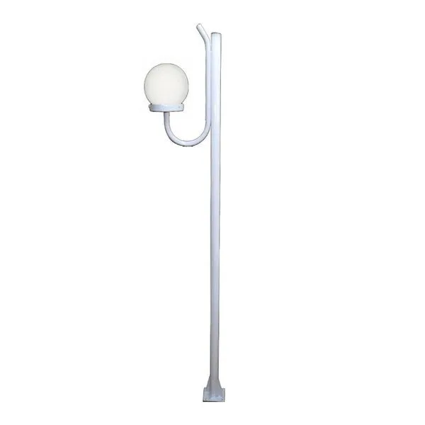 Poste Luminária Globo P Braço Curvo Cima Jardim 300cm Branco Ouro Minas Poste Luminária Globo P Braço Curvo Cima 300cm Branco Ouro Minas
