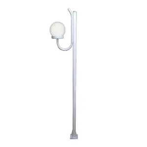 Poste Luminária Globo P Braço Curvo Cima Jardim 300cm Branco Ouro Minas Poste Luminária Globo P Braço Curvo Cima 300cm Branco Ouro Minas