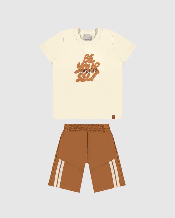 Conjunto Infantil Menino Be Yourself Fearless Em Algodão Malwee Kids Off White - 6