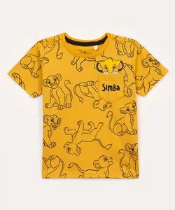 camiseta infantil de algodão simba com bolso manga curta amarelo 4