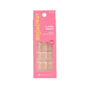Unhas Postiças Kiss New York Broadway Quadrado Curto Classic French