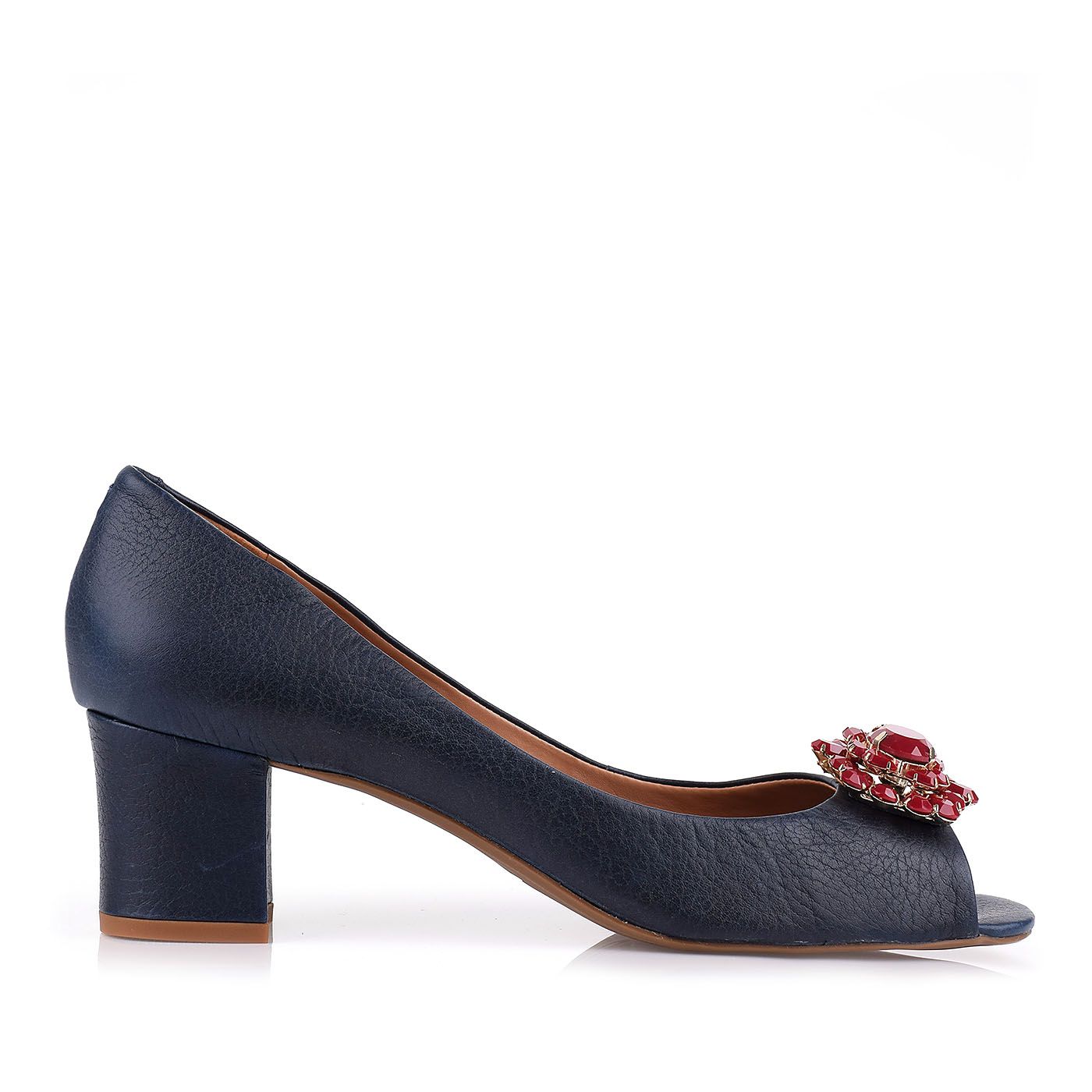 Peep Toe Marinho Rubi