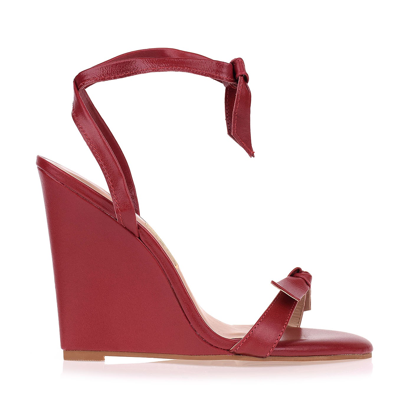Anabela Salto Alto New Couro Scarlet