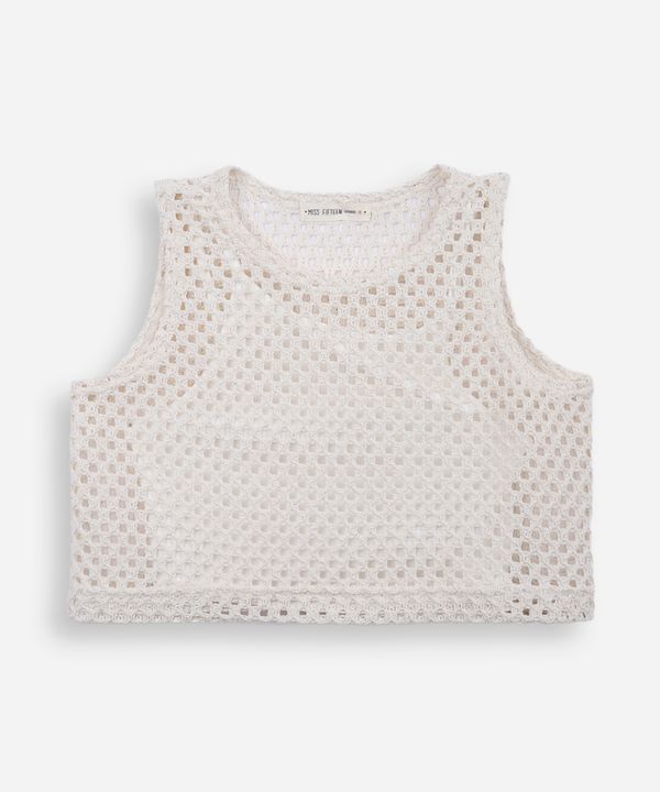 cropped de tricot juvenil bege 16