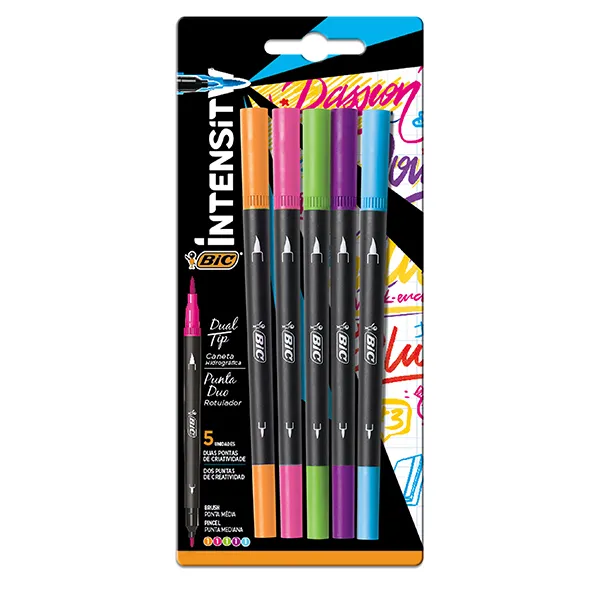 Caneta Hidrográfica Bic Dual Tip 5 Unidades CANETA HIDROGRAFICA BIC DUAL TIP 5UN