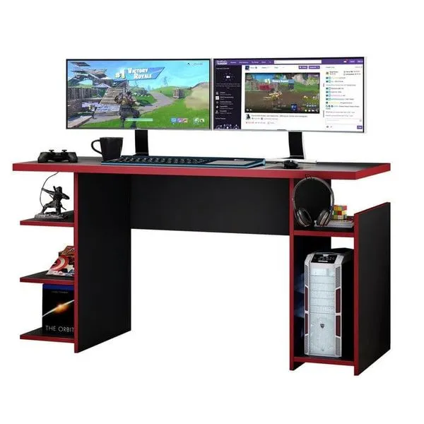 Mesa Gamer Preto TX Vermelha - Notável