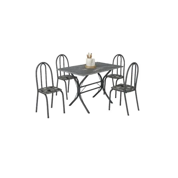 Conjunto de Mesa Ubatuba com 4 Cadeiras Paraopeba Martelado - Teixeira