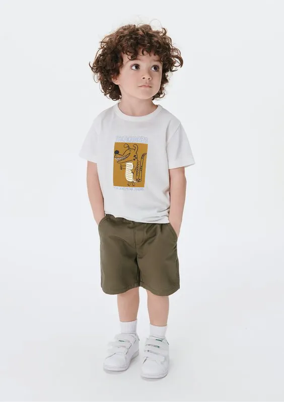 Bermuda Infantil Menino Toddler Chino Em Sarja - Verde 004