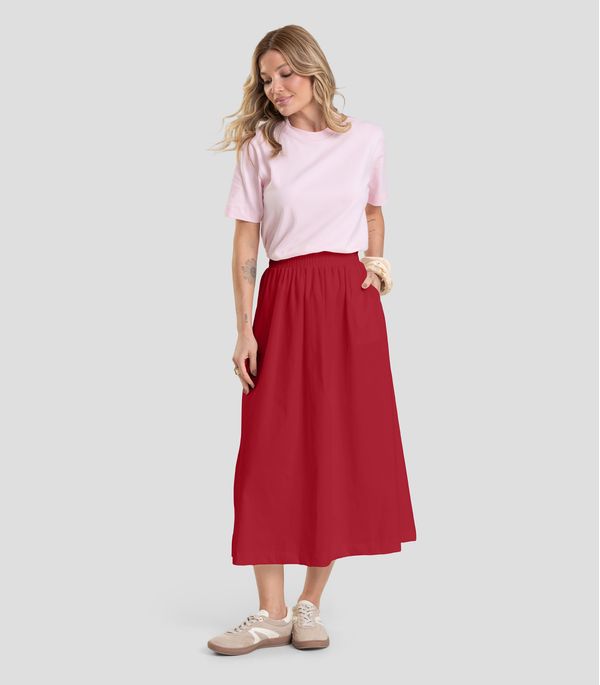 Saia Midi Feminina em Sarja Dianna Vermelho P