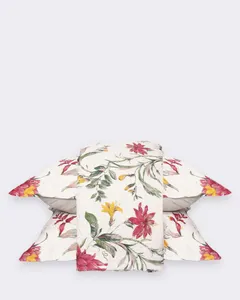 Kit Colcha Queen Plumagem 3 Peças Estampa Floral Branco UN