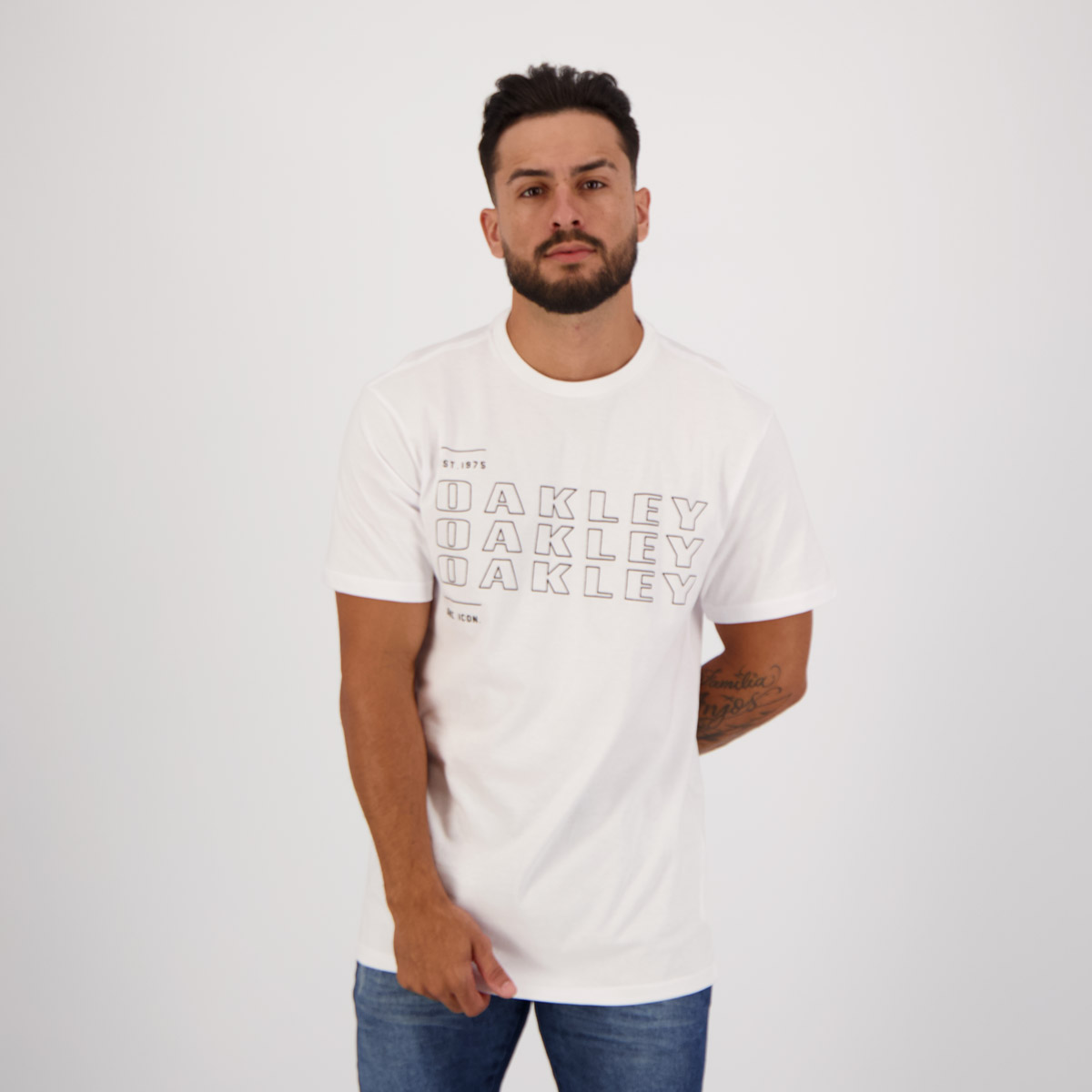 Camiseta Oakley Bark Cooled Grx Branca