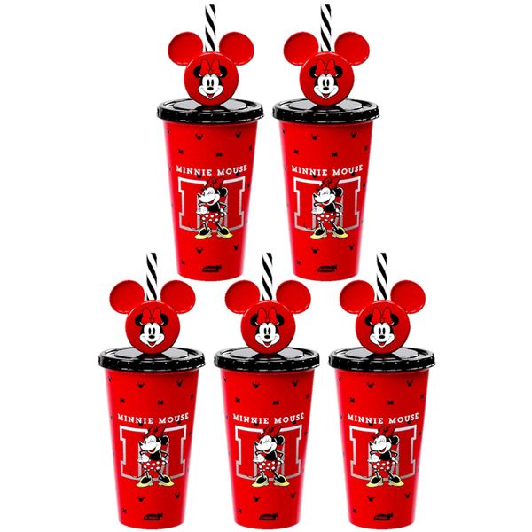 5 Copos Minnie Orelhinhas Aniversário Lembrancinha Festa