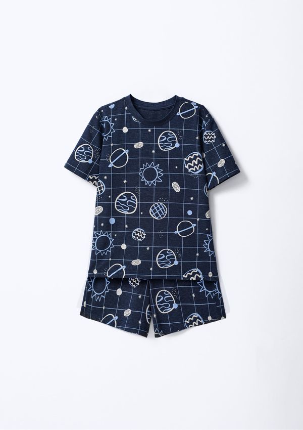 Pijama Curto Infantil Menino Box Estampado - Azul 002