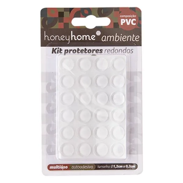 Kit Protetor Autoadesivo Para Móveis Redondo Pvc 24 Peças 1,2x0,3cm LM2106AMB - honeyhome