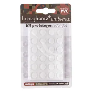 Kit Protetor Autoadesivo Para Móveis Redondo Pvc 24 Peças 1,2x0,3cm LM2106AMB - honeyhome