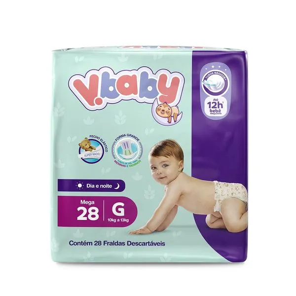 Fralda V.Baby Dia e Noite Mega G 28 Unidades