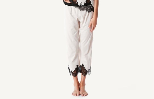 Calças Capri De Pijama De Algodao - Off-White P