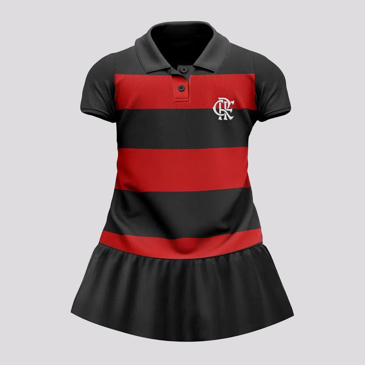 Vestido Flamengo Engage Infantil Preto e Vermelho