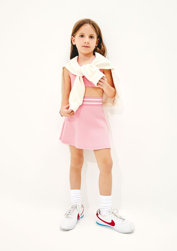 Shorts Saia Infantil Em Malha De Algodão - Rosa 014