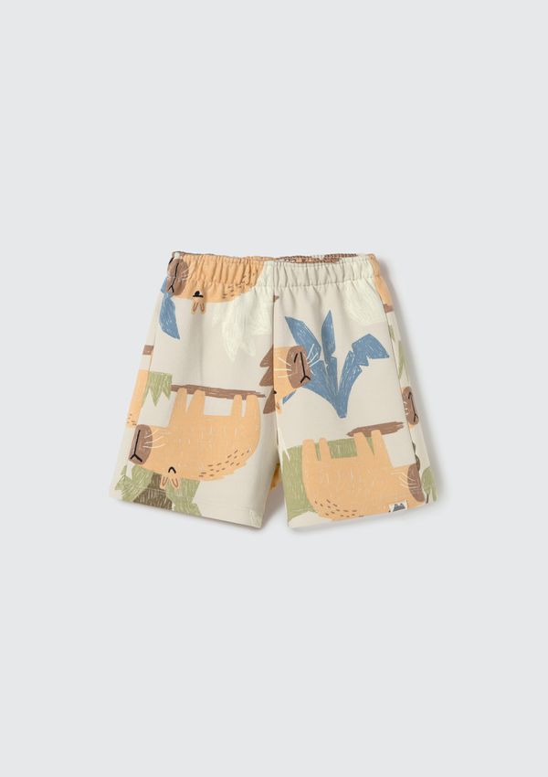 Shorts de Moletom Infantil Menino Toddler Estampado - Bege 001